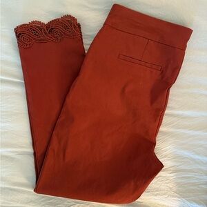 Chico's Rust Pants with Lace Accent